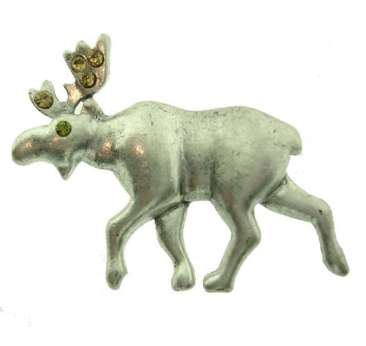 A&C Forest Oh So Cute! Moose Brooch, Brown/Green/Silver