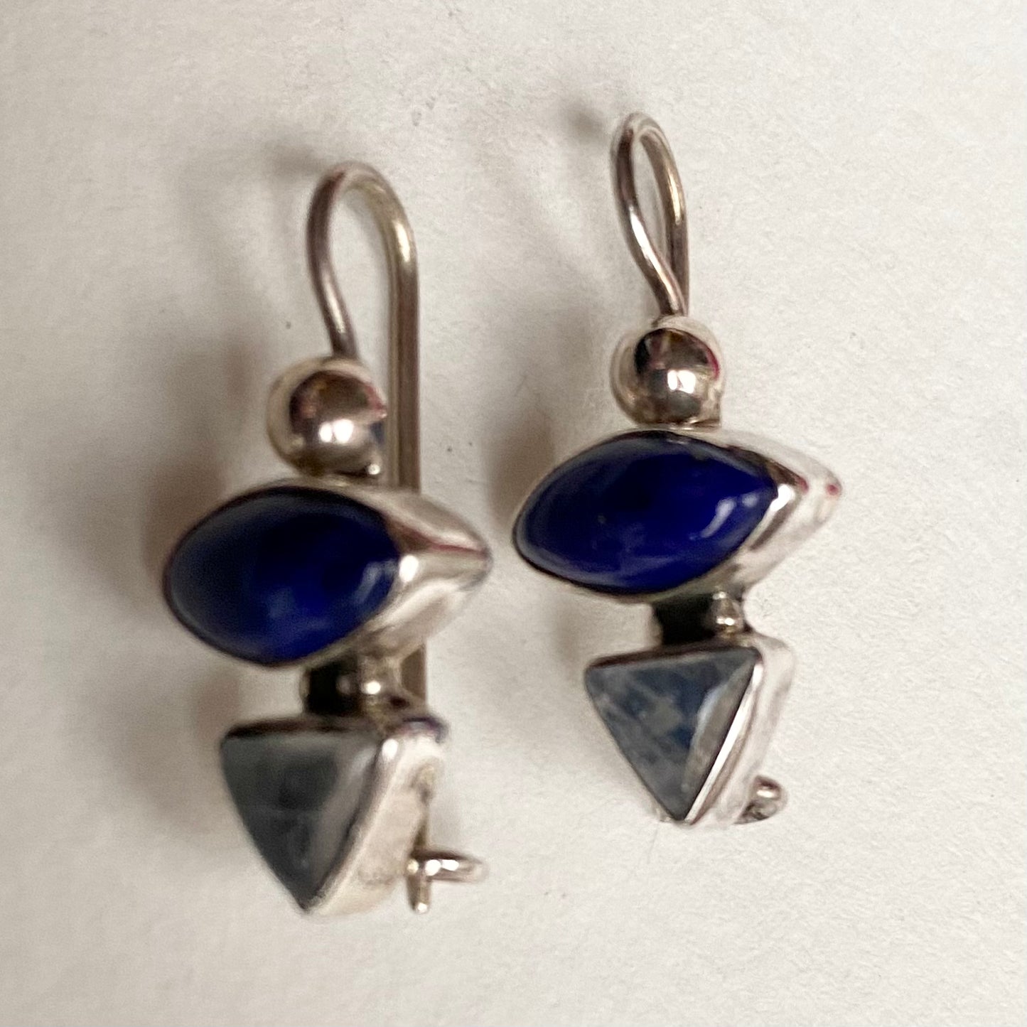 Sterling Silver Hook Earrings with Moonstone and Iolite