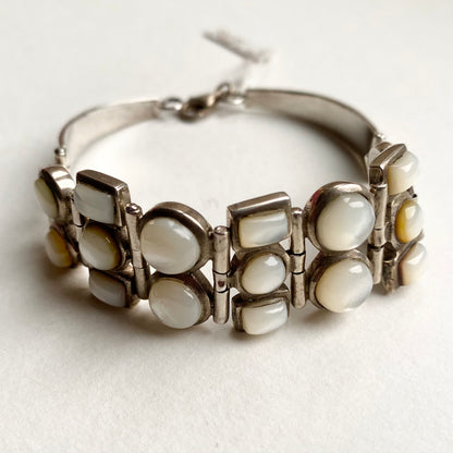 Silver Bracelet inlaid with  Mother of Pearl