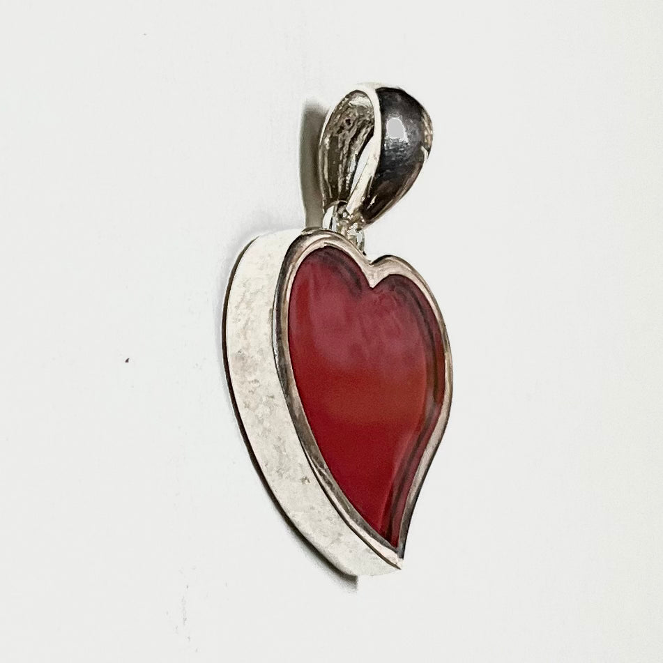 Red Glass and Sterling Silver Pendant