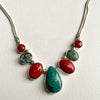 Stunning Sterling Silver Necklace with Turquoise and Coral