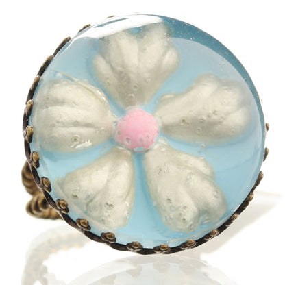 Adjustable Ring, Blue/Pink/Gold