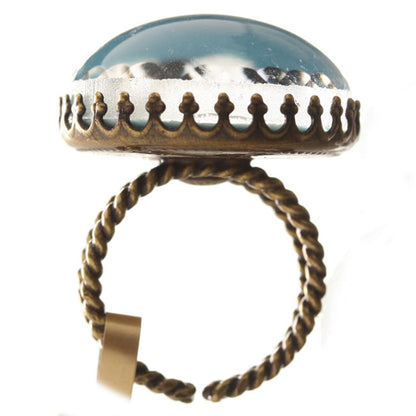 Adjustable Ring, Blue/Pink/Gold