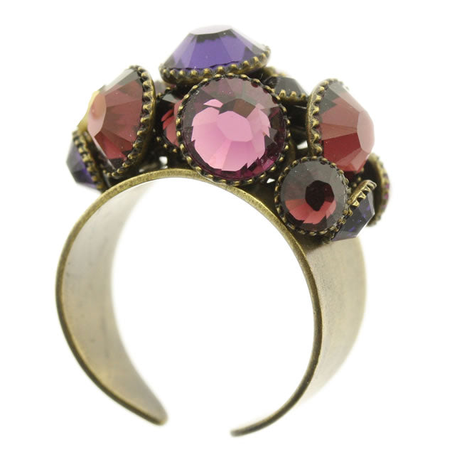 Konplott, Waterfalls Cluster Ring With Moving Crystals, Purple/Gold