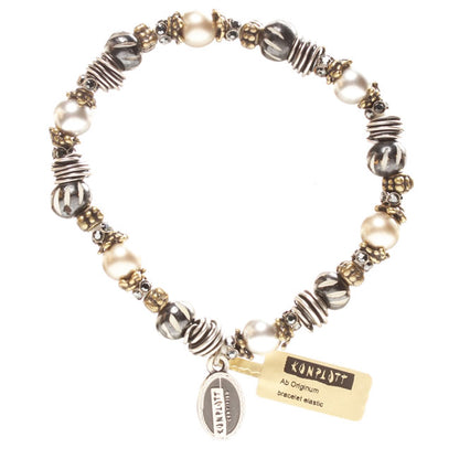 Elasticated Bracelet, Black/Silver