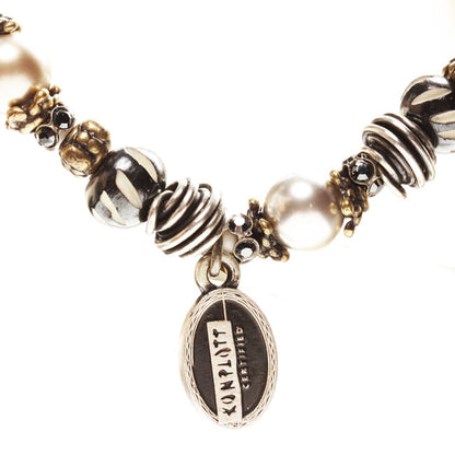 Elasticated Bracelet, Black/Silver