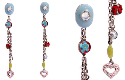Long Earrings With Opening Lockets, Multi/Silver