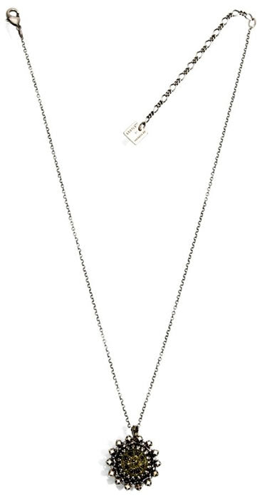 Small Pendant Necklace Green/Brown/Silver, Green,Brown,Silver