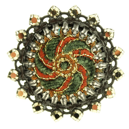 adjustable Ring, Green/Brown/Silver