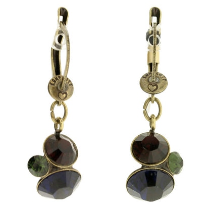 Dangly Earrings, Dark Multi/Gold