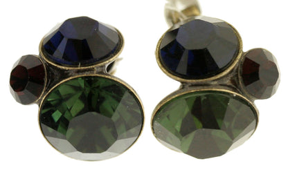 Triple Stud Earrings, Dark Multi/Gold