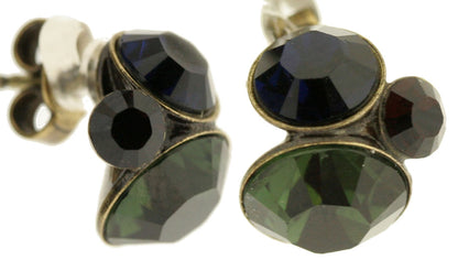 Triple Stud Earrings, Dark Multi/Gold