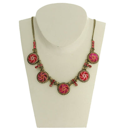 Smaller All around Necklace Red/Pink/Gold, Red,Pink,Gold
