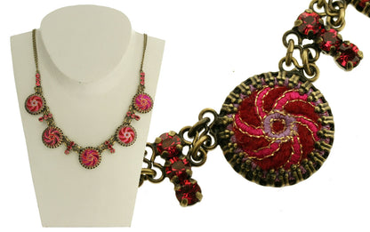 Smaller All around Necklace Red/Pink/Gold, Red,Pink,Gold