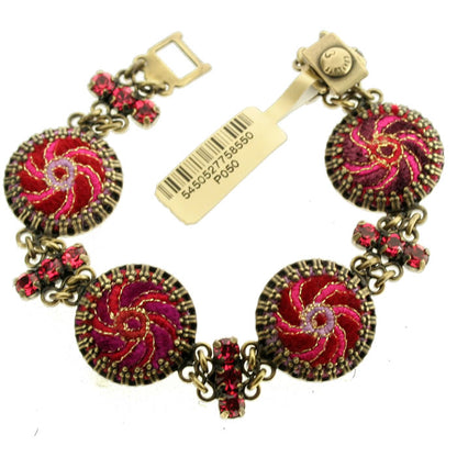 Bracelet with Crystals Red/Pink/Gold, Red,Pink,Gold