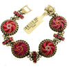 Bracelet with Crystals Red/Pink/Gold, Red,Pink,Gold