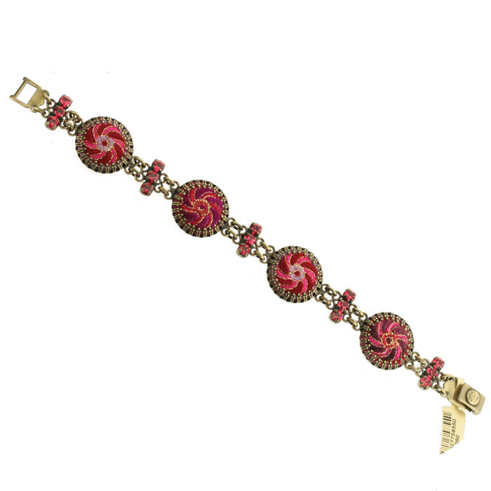 Bracelet with Crystals Red/Pink/Gold, Red,Pink,Gold