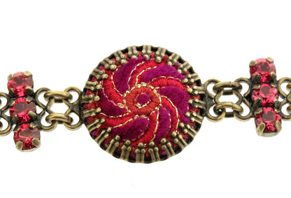 Bracelet with Crystals Red/Pink/Gold, Red,Pink,Gold