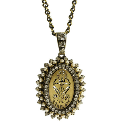 A long crystal studded oval necklace Crystal/Gold, Crystal,Gold