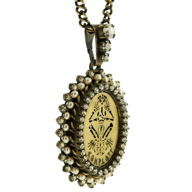 Konplott, Sinners and Saints A long crystal studded oval necklace Crystal/Gold, Crystal,Gold