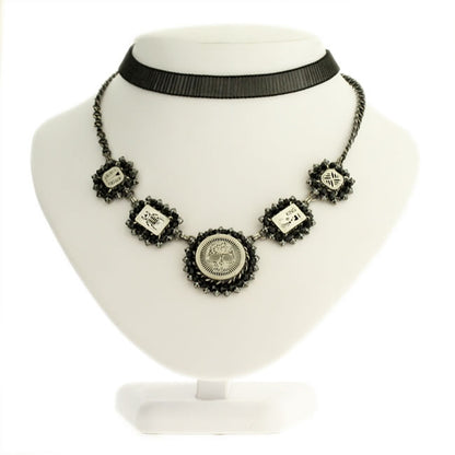 Necklace with organza Choker Crystal/Silver, Crystal,Silver