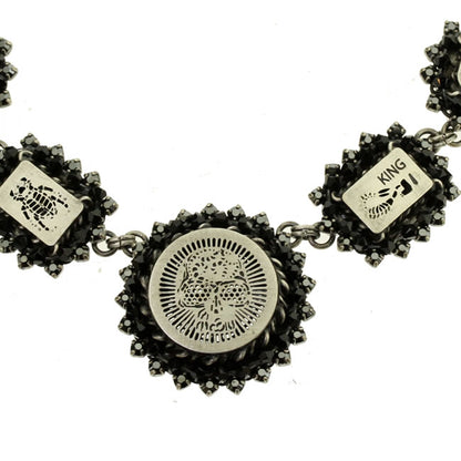 Necklace with organza Choker Crystal/Silver, Crystal,Silver