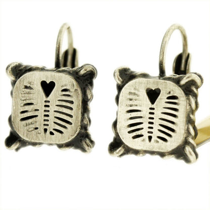 Small Square Earrings on a French Hook Crystal/Silver.