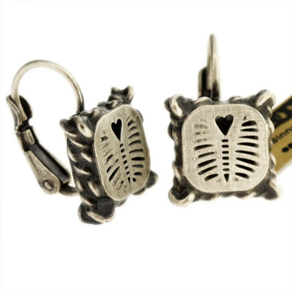 Small Square Earrings on a French Hook Crystal/Silver.