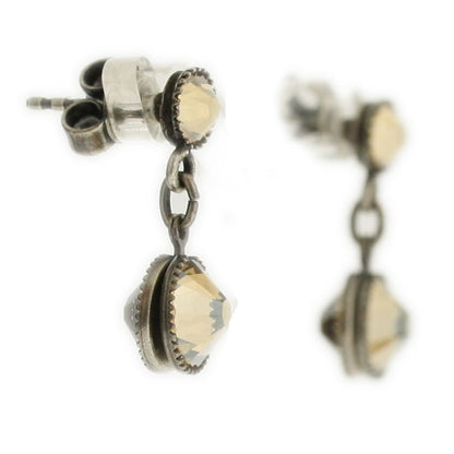 Small Drop Earrings, Brown/Silver