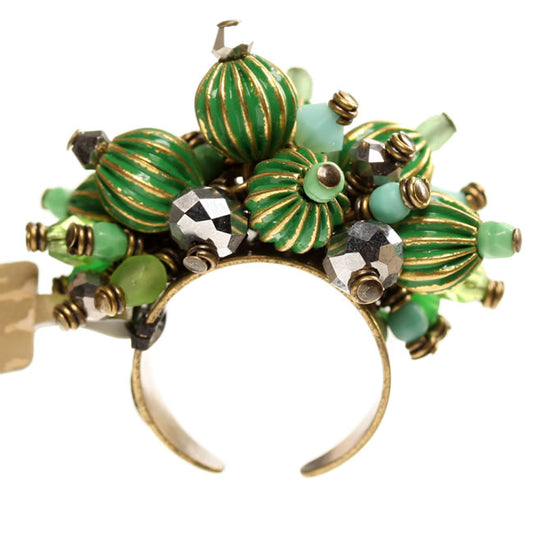 Konplott, Indianafrica Adjustable Ring, Green,Gold