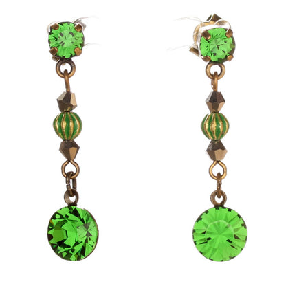Earrings, Green,Gold