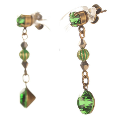 Earrings, Green,Gold