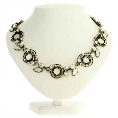 Most Elaborate allround necklace, White/Crystal/Gold