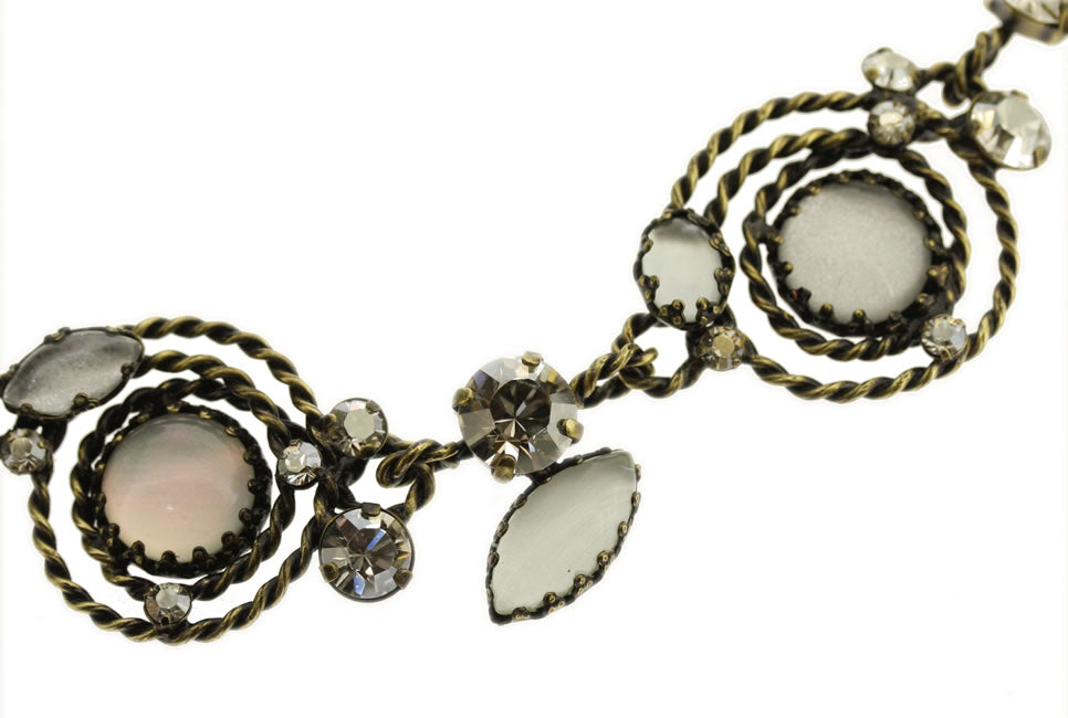 Konplott, Twisted Lady Most Elaborate allround necklace, White/Crystal/Gold
