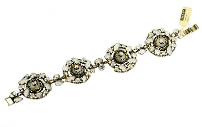 Spectacular Most Elaborate Bracelet, White/Crystal/Gold