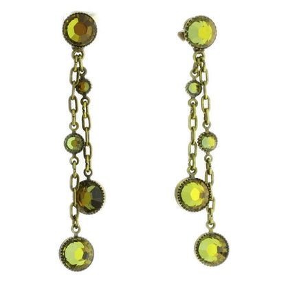 Twin Chain Drop Earrings, Petrol/Gold
