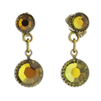 Small Drop Earrings, Petrol/Gold