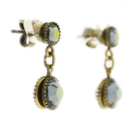 Small Drop Earrings, Petrol/Gold