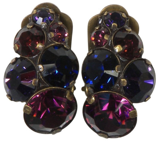 Konplott, Petit Glamour Clip On Earrings, Purple/Gold