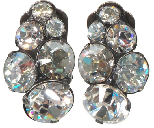 Konplott, Petit Glamour Clip On Earrings, Crystal/Silver