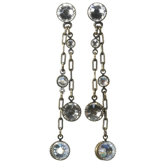 Konplott, Waterfalls Twin Chain Drop Earrings, Crystal/Gold