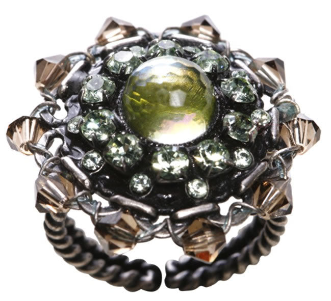 A Very Stylish Adjustable Ring, Peach/Antique Silver