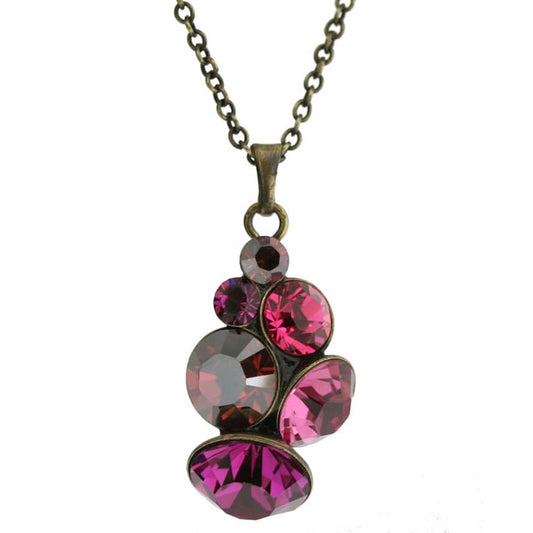 Konplott, Petit Glamour Crystal Bunch Pendant, Deep Pink/Gold