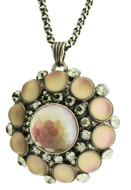 Large Pendant, Peach/Antique Silver