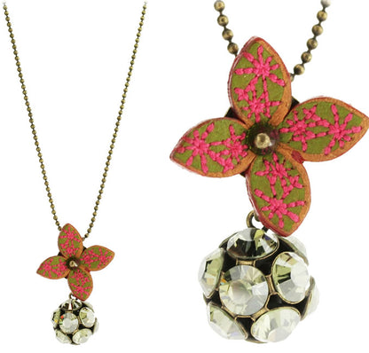 Long Pendant, Pink/Green/Gold