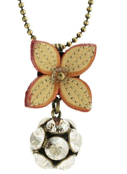 Long Pendant, Cream/Crystal/Gold