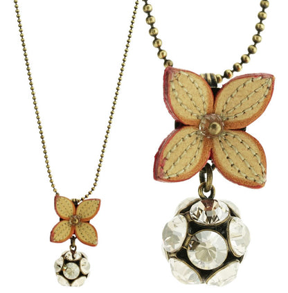 Long Pendant, Cream/Crystal/Gold