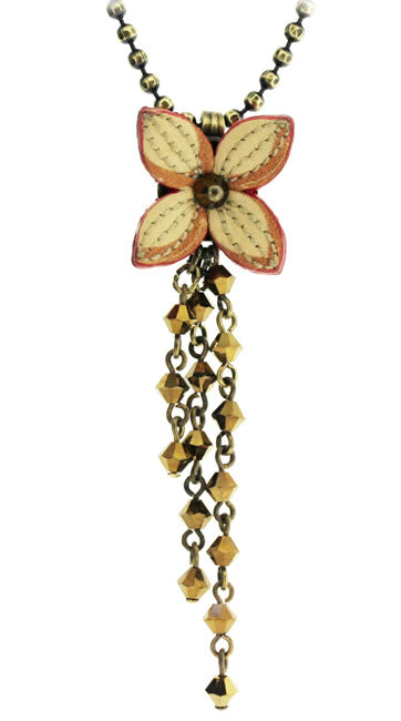 Chain Drop Pendant, Cream/Brown/Gold