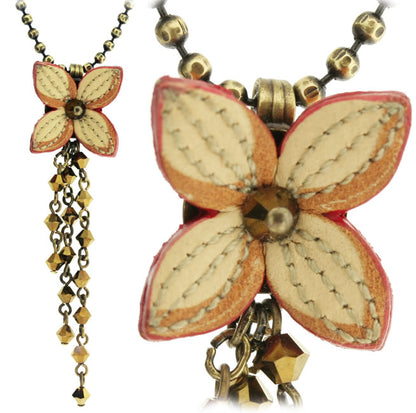 Chain Drop Pendant, Cream/Brown/Gold