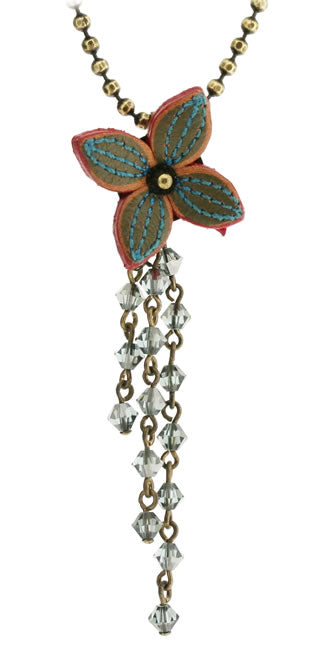 Chain Drop Pendant, Blue/Gold